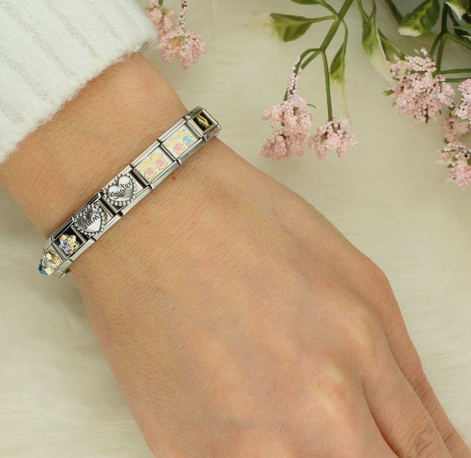 Nomination Link 18K złoto zawieszka charms Siostry z różową emalią 030272 91.jpg